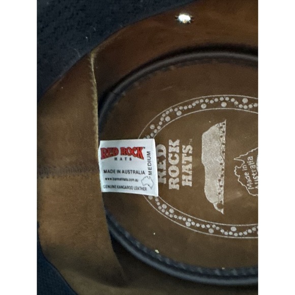 Red Rock Brown Genuine Kangaroo Leather Outback Hat size Medium Australia - Picture 8 of 8